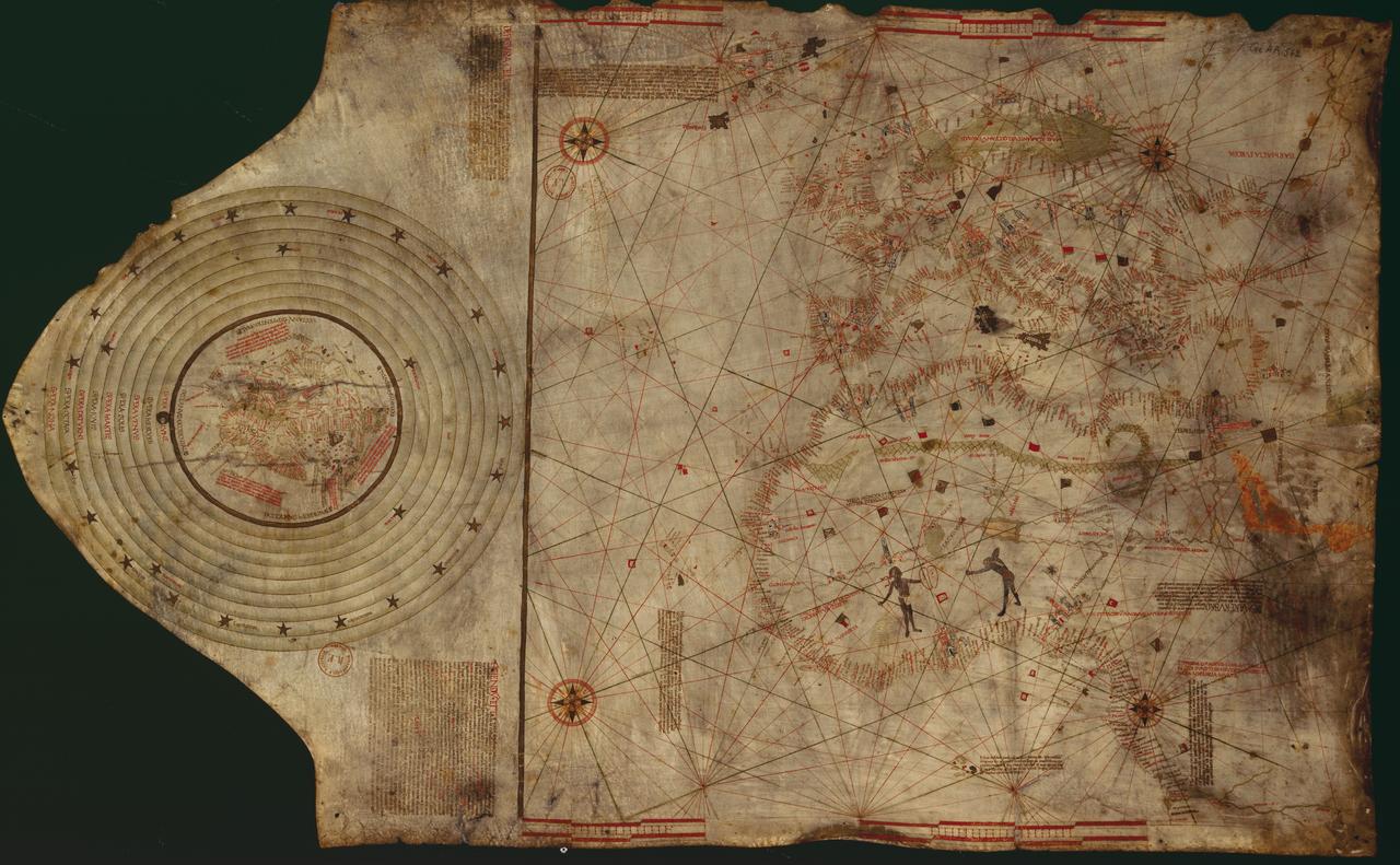 Christopher Columbus map, attributed to the Lisbon workshop of Bartolomeo and Christopher Columbus, c.1490; not definitively linked to Columbus. (Map via Gallica Digital Library)