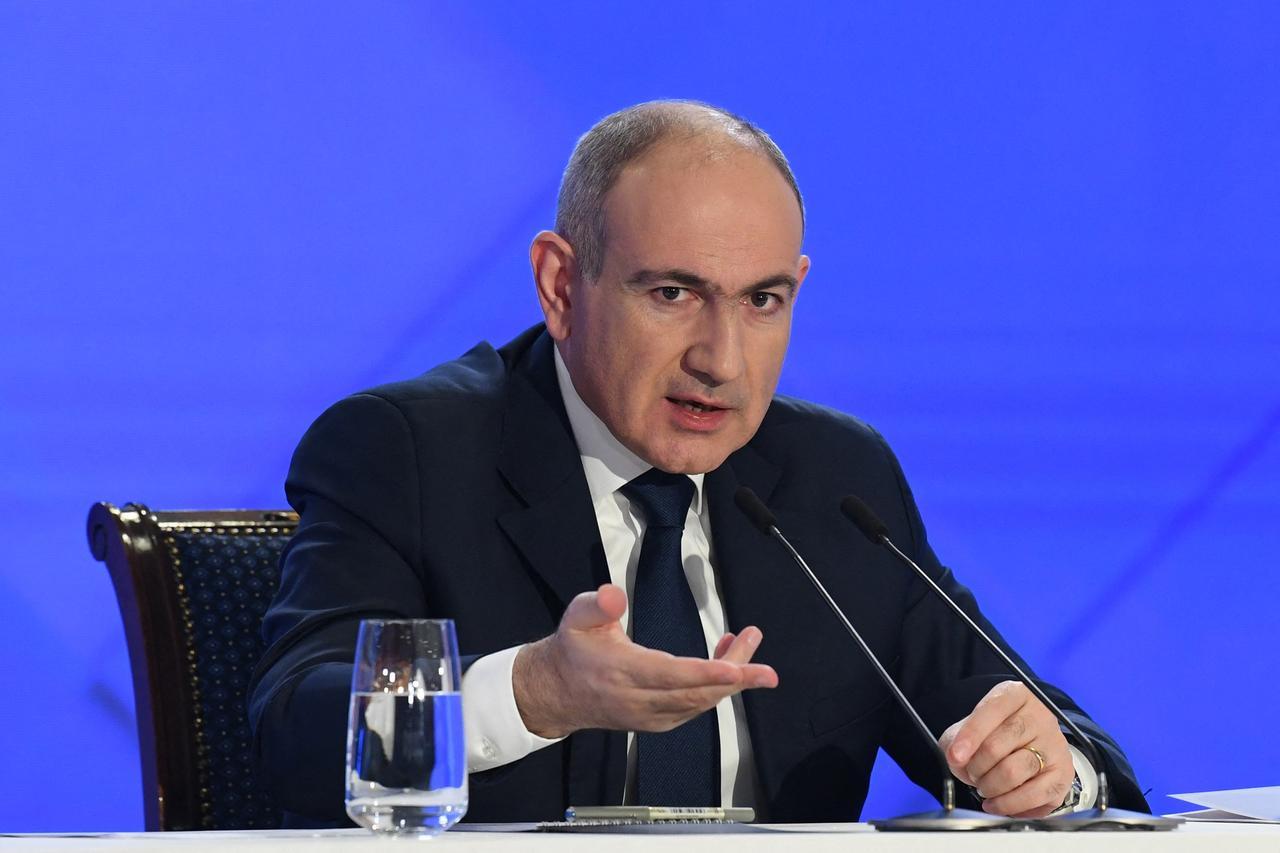 Armenias Prime Minister Nikol Pashinyan holds his annual press conference in Yerevan on January  31, 2025. (AFP Photo)
