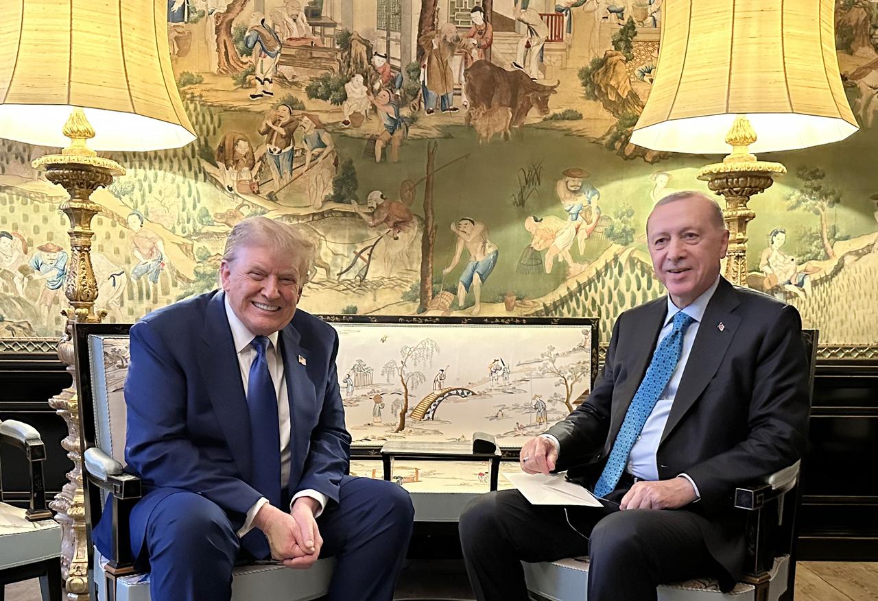 President Recep Tayyip Erdogan and U.S. President Donald Trump meet on the sidelines of the NATO Summit of Heads of State and Government in The Hague, Netherlands, on June 24, 2024. (Turkish Presidency / AA Photo)