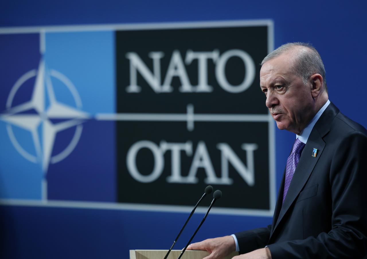 President Recep Tayyip Erdogan holds a press conference following the NATO Heads of State and Government Summit in The Hague, Netherlands on June 25, 2025. (AA Photo)