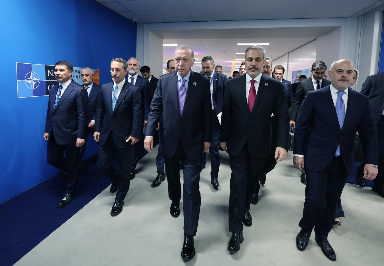 resident Recep Tayyip Erdogan attends press conference after the NATO Heads of State and Government Summit held at the World Forum in the Hague, Netherlands on June 25, 2025. (AA Photo)