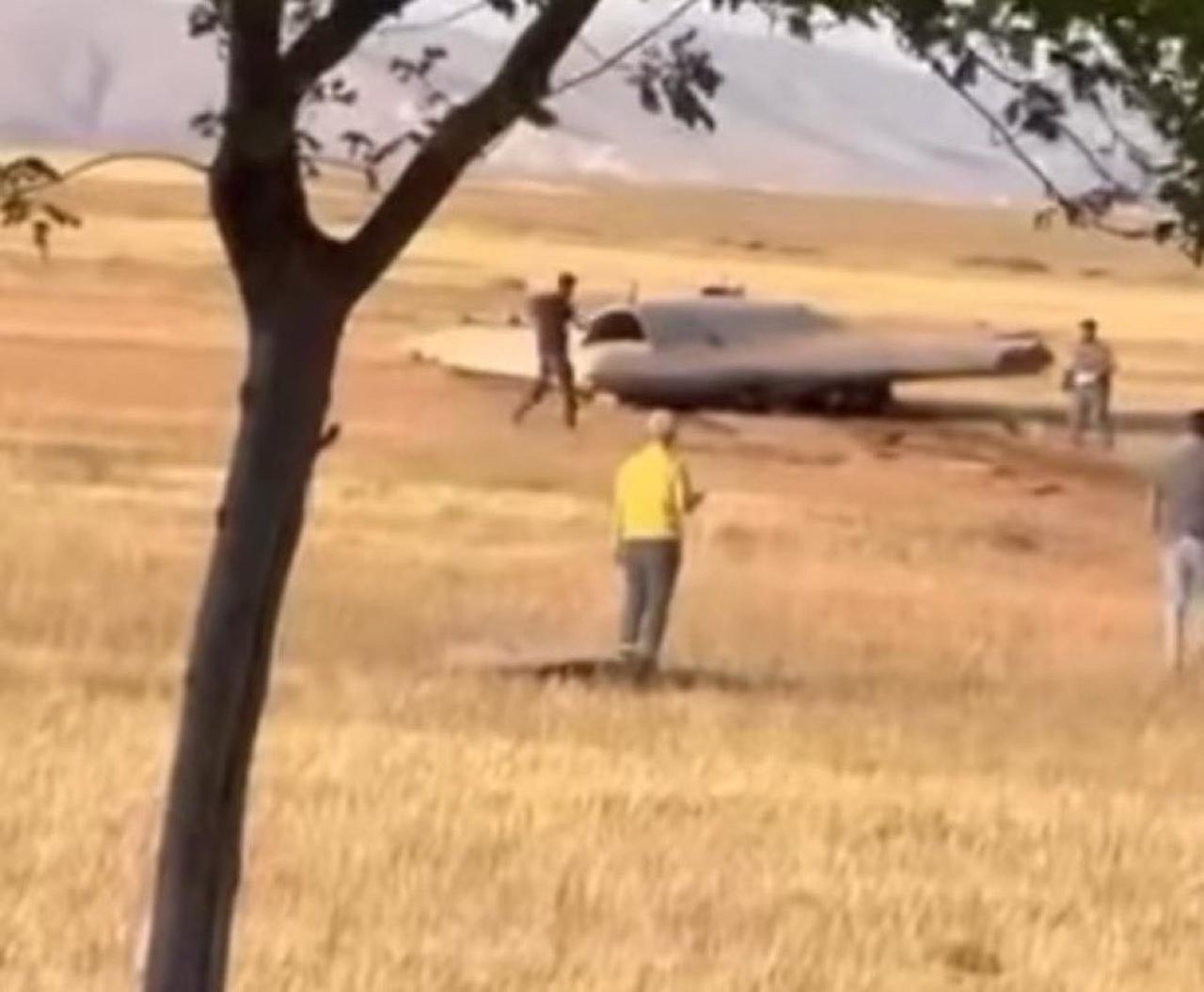Photo shows aftermath of TAI ANKA-3’s emergency landing in Konya, Türkiye on June 25, 2025. (Photo via X / @SavunmaSanayiST)