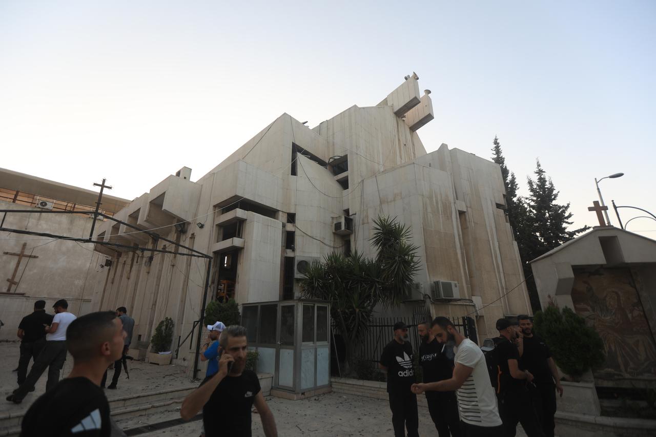 A view of the entrance following a terror attack in Mar Elias Chuch, in the Dweila neighbourhood of Damascus, Syria June 22, 2025. (AA Photo)