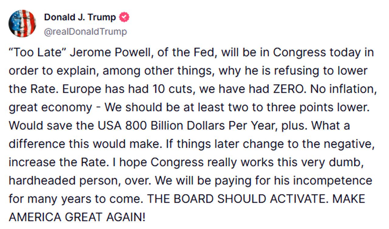 U.S. President Donald Trump's post on Truth Social, accessed on 25 June, 2025. (Photo via Truth Social)
