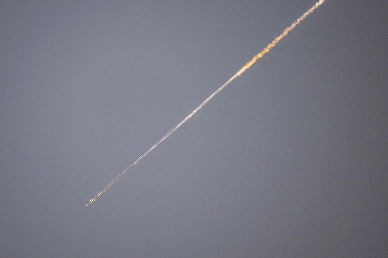 Missiles are seen as Iran launches missile strike on Israel seen from Jerusalem on June 24, 2025. (AA Photo)