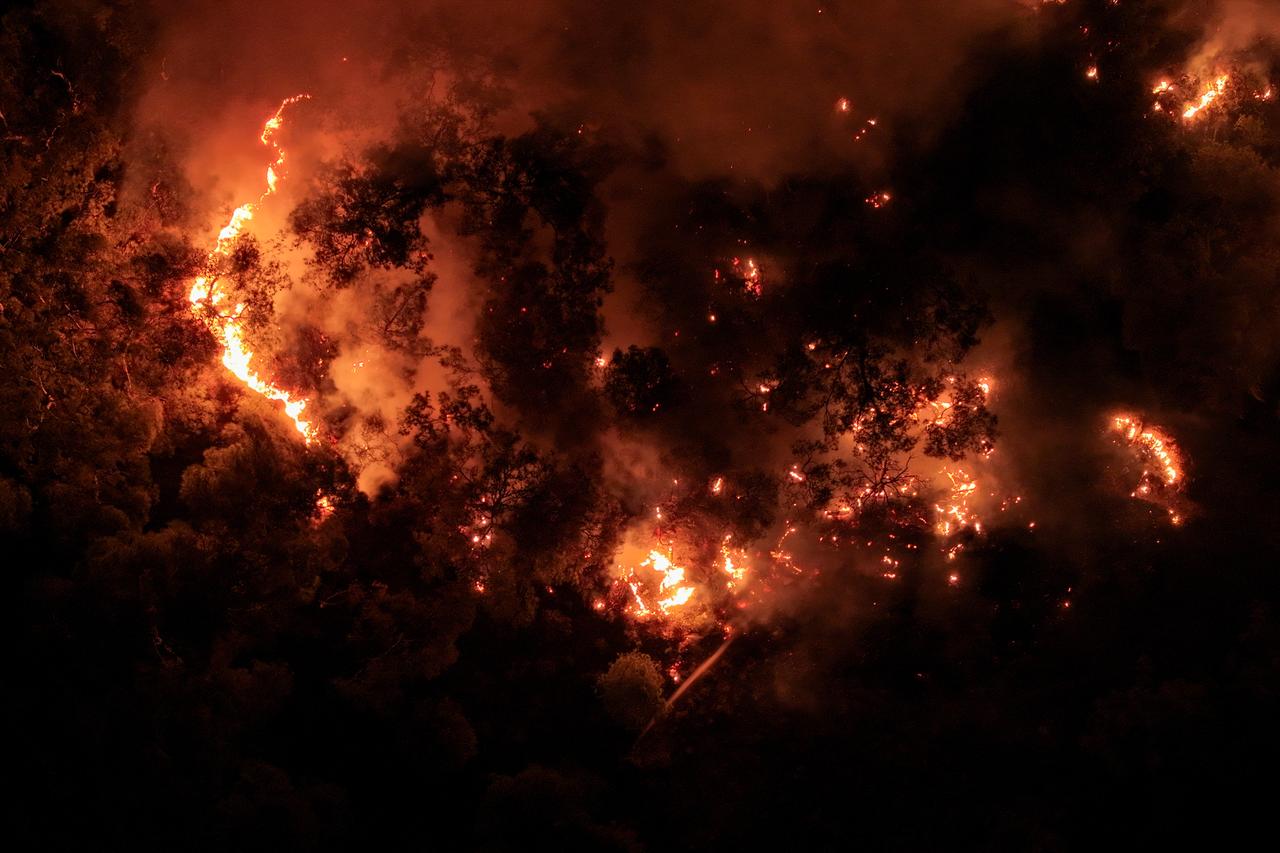 The forest fire that started in Aliaga and advanced toward Foca is being contained by ground teams, Izmir, Türkiye, June 26, 2025. (AA Photo)
