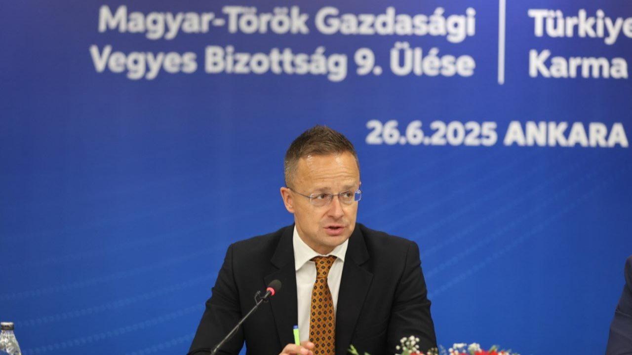 The 9th Türkiye–Hungary Joint Economic Commission Meeting was held in Ankara with Minister Mehmet Fatih Kacir and Hungarian Foreign & Trade Minister Péter Szijjártó on 26 June, 2025. (AA Photo)