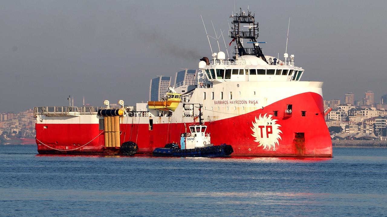 TPAO’s seismic research vessel Barbaros Hayreddin Pasa is seen docked off the coast, accessed on June 26, 2025. (AA Photo)