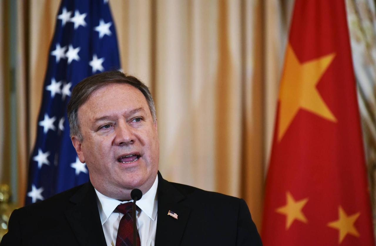 Then-U.S. Secretary of State Mike Pompeo speaks during a news conference during the U.S.-China Diplomatic and Security Dialogue at the State Department in Washington on Nov. 9, 2018. (AFP Photo)