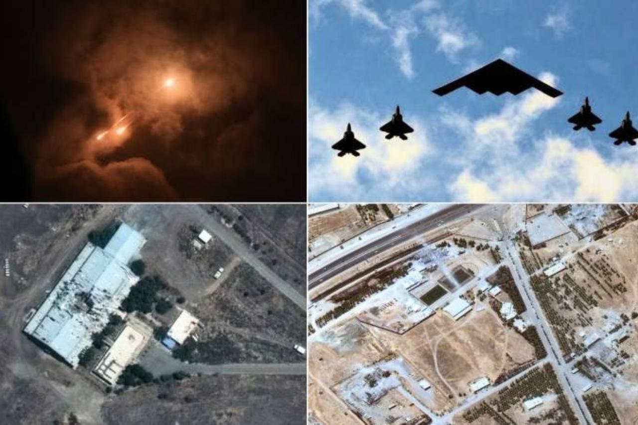 A collage of images that circulated after the U.S. airstrikes on Iranian nuclear sites; some of these visuals were found to be unrelated, outdated, or AI-generated, fueling widespread misinformation on social media, June 27, 2025. (Photo collage by T24)