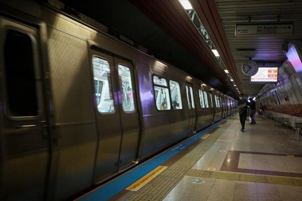 A metro train is seen at a station on the Yenikapi–Haciosman line in Istanbul, Türkiye, accessed on June 28, 2025. (AA Photo)