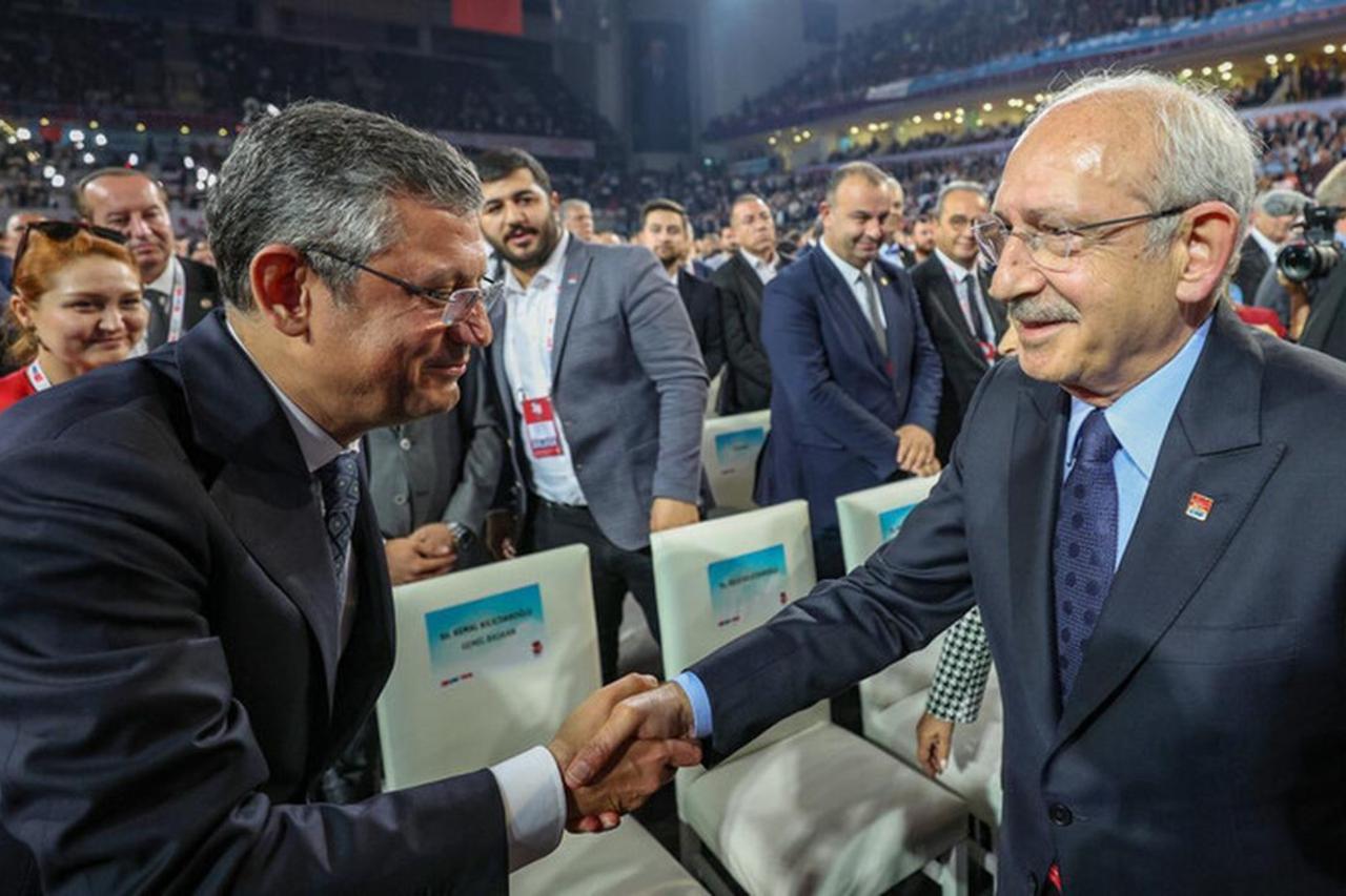  CHP Chairman Ozgur Ozel and main opposition leader Kemal Kilicdaroglu attend 38th CHP Ordinary Congress, Ankara, Türkiye, Nov. 5, 2023. (AA Photo)