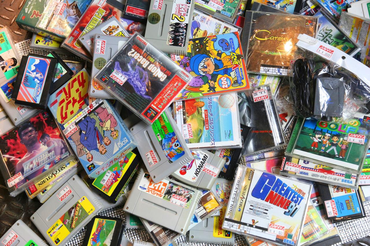 Retro video game collectible store bargain bin in Akihabara district of Tokyo, Japan in December 4, 2016. (Adobe Stock Photo)