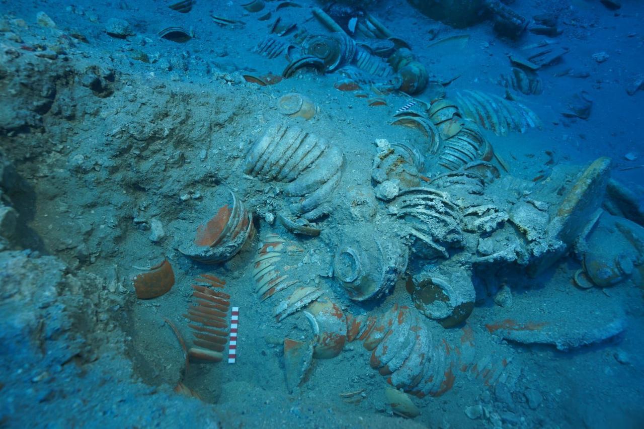 The site of the Ceramic Shipwreck off the coast of Adrasan in Türkiye’s Antalya province, Kumluca district, June 28, 2025. (AA Photo)