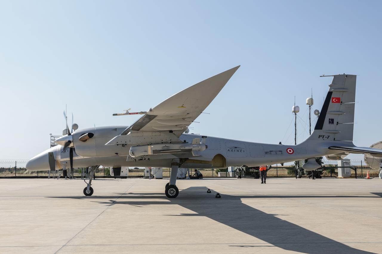 Baykar's Kemankes 1 AI-based mini cruise missile during a firing test from Bayraktar Akinci UCAV on June 28, 2025. (Baykar/Handout/AA)