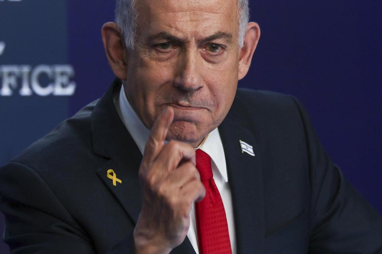Israeli Prime Minister Benjamin Netanyahu speaks during a press conference in Jerusalem on May 21, 2025. (AFP Photo)