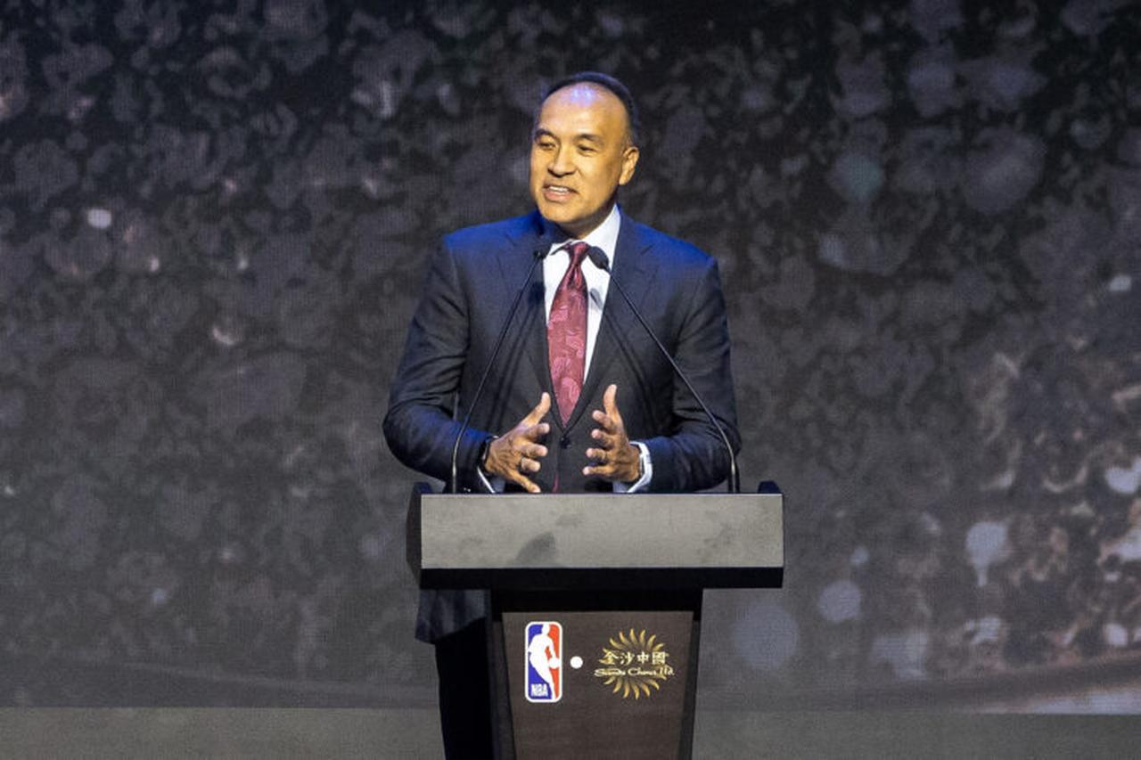 Mark Tatum, NBA deputy commissioner and chief operating officer, speaks during a press conference to announce NBA pre-season games coming to China in 2025, at the Londoner Hotel in Macau, China on December 6, 2024. (AFP Photo)