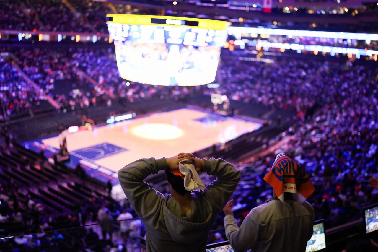 Supporters attend a watch party during Game Six of the Eastern Conference Finals of the 2025 NBA Playoffs between the New York Knicks and the Indiana Pacers at Madison Square Garden in New York, US on May 31, 2025. (AFP Photo)