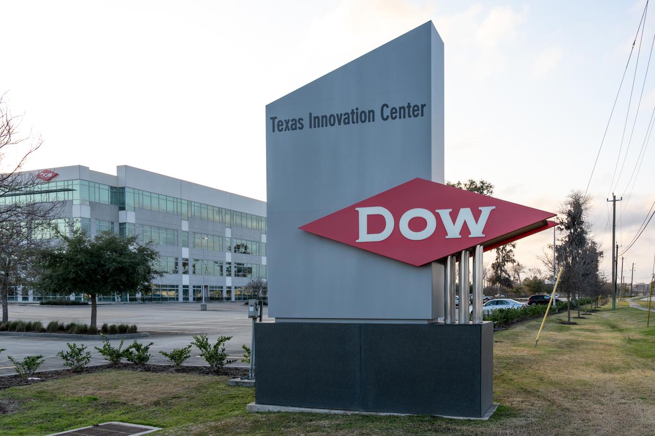 The sign of the Dow Texas Innovation Center in Lake Jackson, Texas, US, on March 5, 2022. (Adobe Stock Photo)
