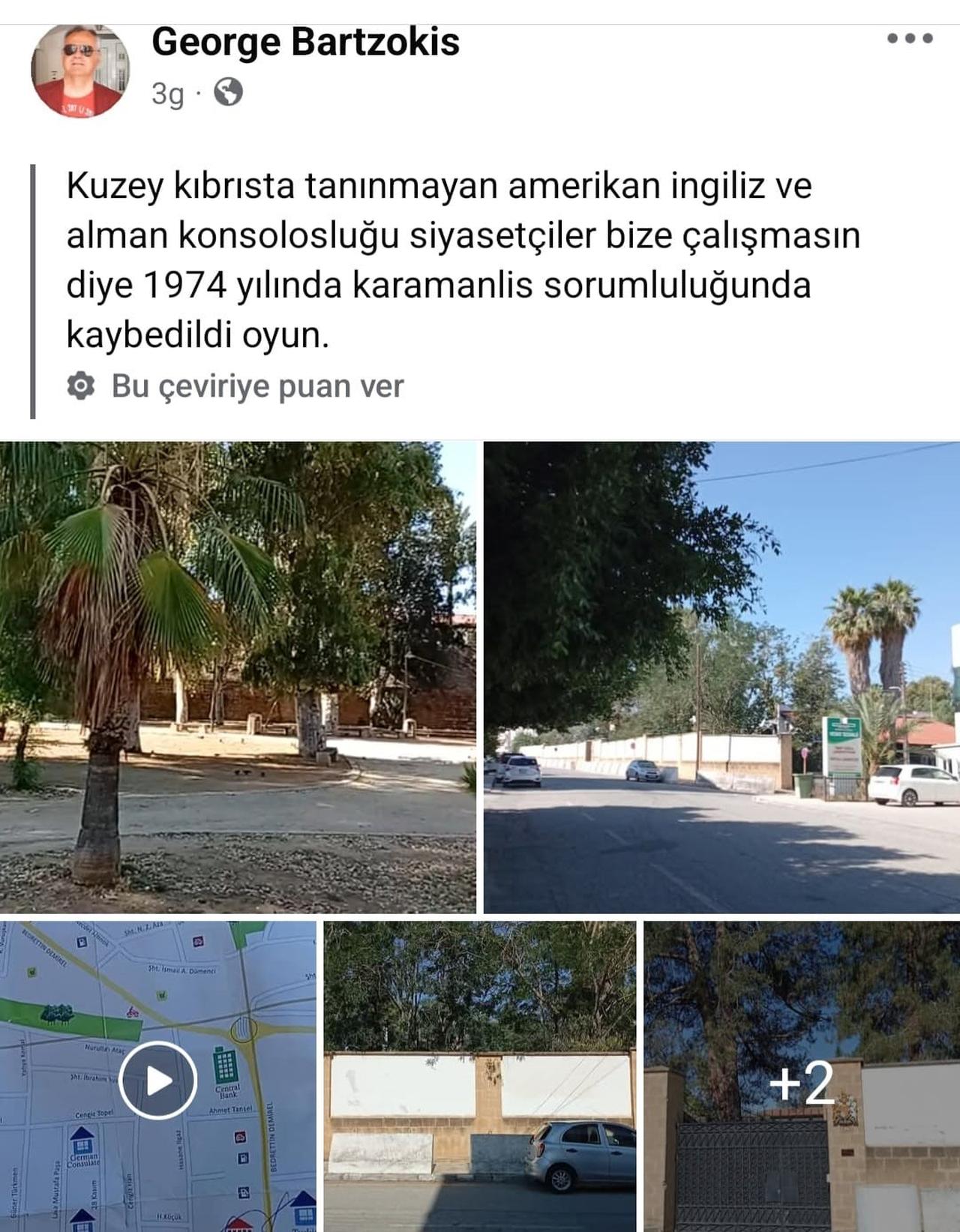 Screen grab shows social media posts by Greek national Georgios Bartzokis sharing information and photos of military sites in Turkish Cyprus on June 30, 2025. (IHA Photo)
