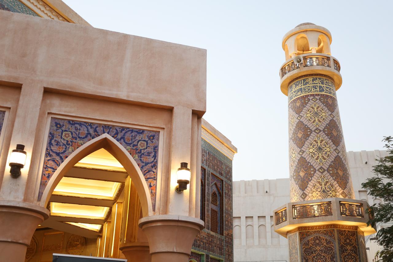 A general view of the Katara Mosque, also known as “Qatar’s Turquoise Mosque,” which draws attention with its striking architecture, vibrant colors, and intricate ornamentation, in Doha, Qatar, June 29, 2025. (AA Photo)