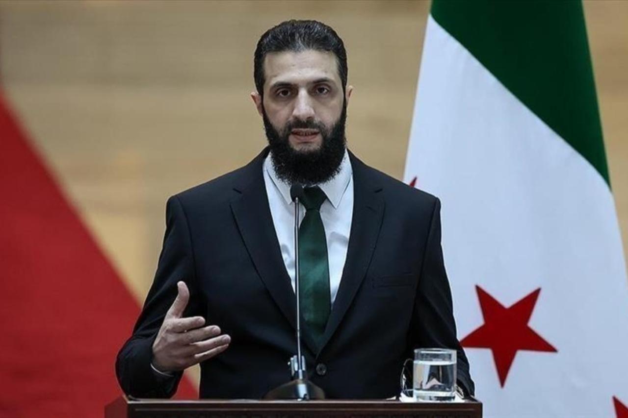 Syrias interim president, Ahmed al-Sharaa, giving a speech, Syria, accessed on June 30, 2025 (AA).