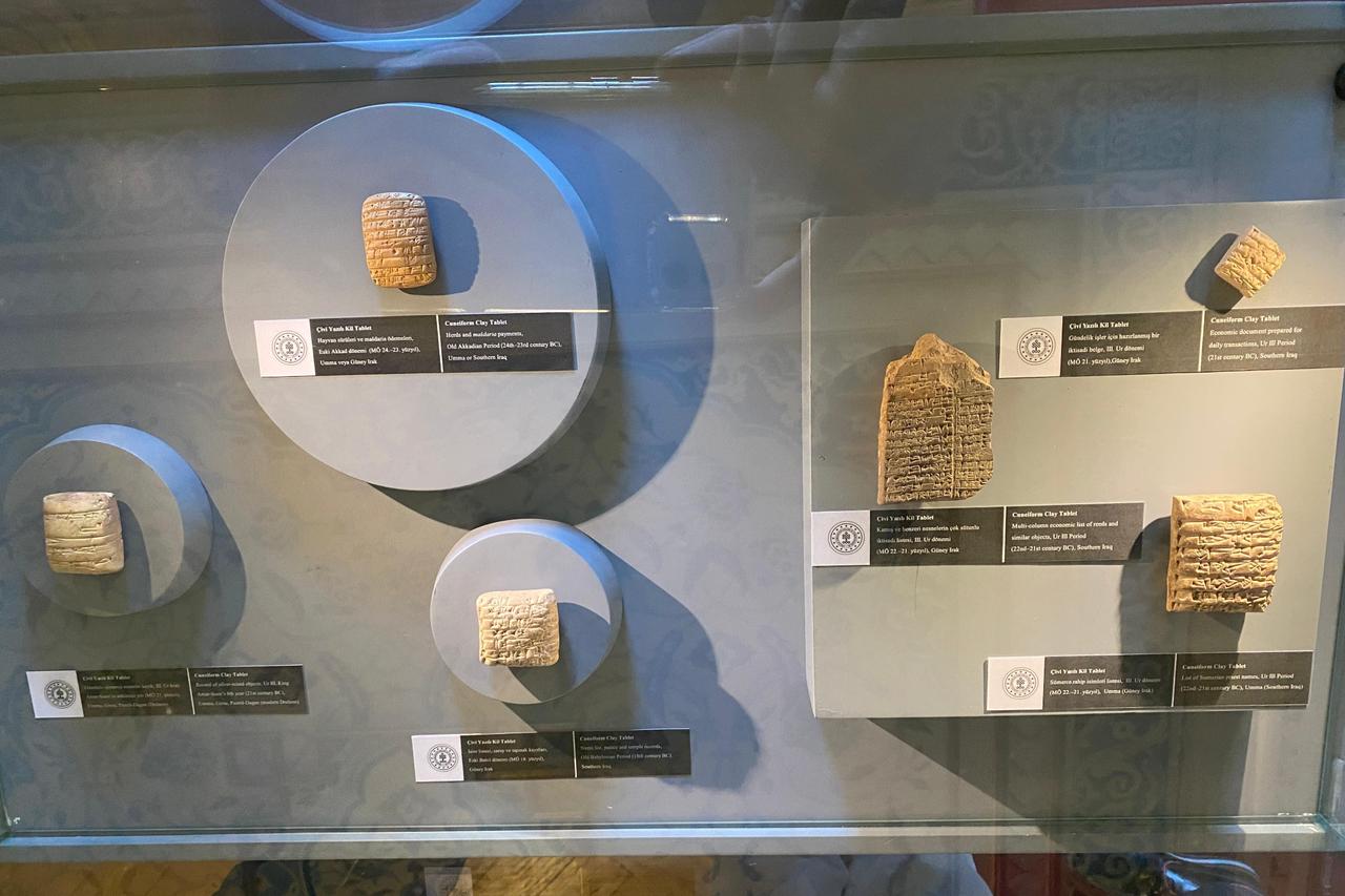 The Ministry of Culture and Tourism handed over six cuneiform clay tablets from the 3rd Dynasty of Ur, Old Akkadian, and Old Babylonian periods to Iraqi officials on June 30, 2025, as part of efforts to protect cultural assets and combat smuggling. (IHA Photo)