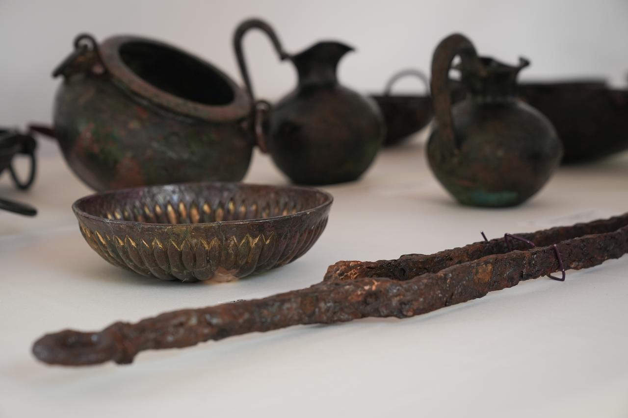 Photos of some of the discoveries made at Tumulus T26 in the ancient city of Gordion in Ankara, Türkiye, June 4, 2025. (AA Photo)