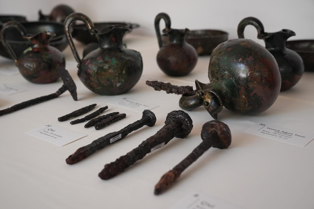 Photos of some of the discoveries made at Tumulus T26 in the ancient city of Gordion in Ankara, Türkiye, June 4, 2025. (AA Photo)