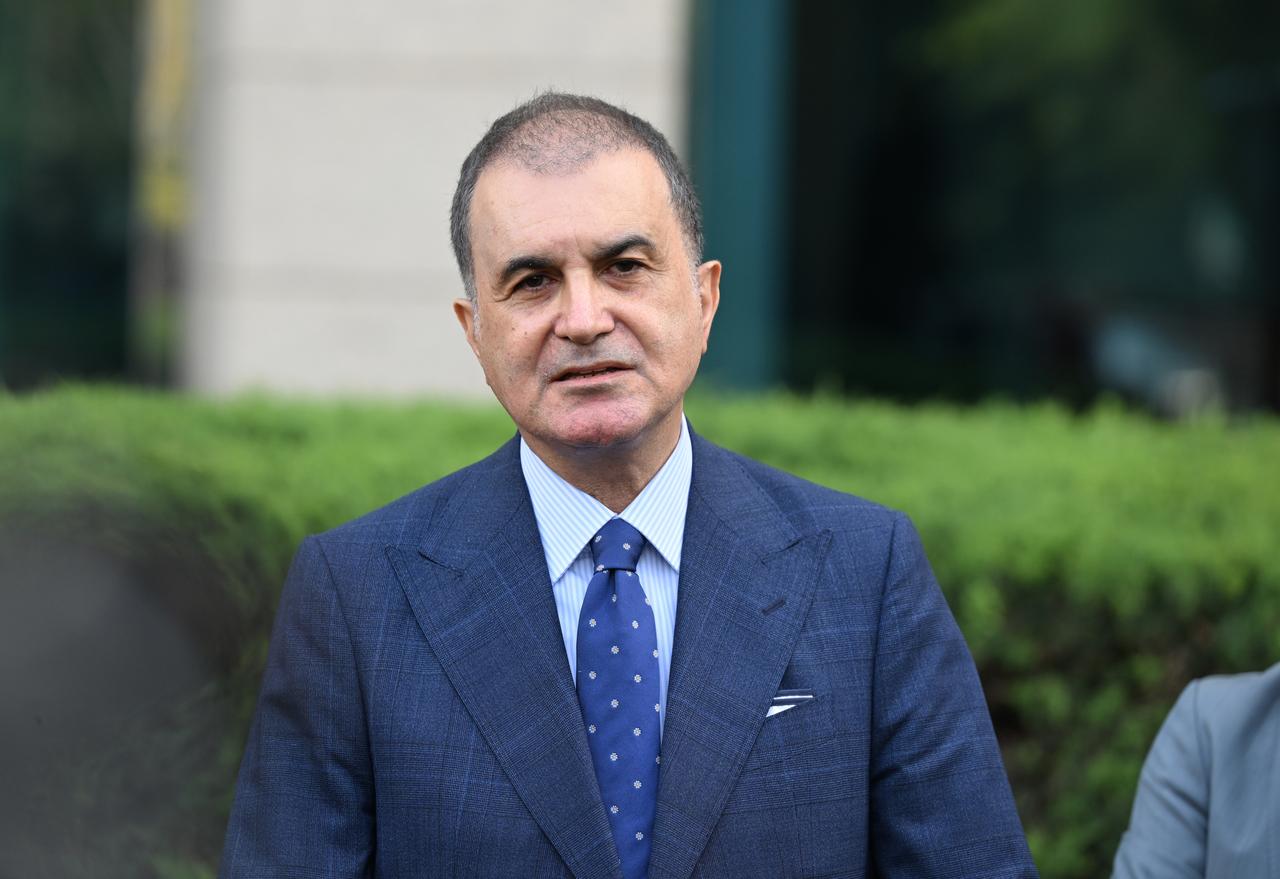AK Party spokesperson Omer Celik speaks to the press during the Central Decision and Executive Board (MKYK) meeting chaired by President Recep Tayyip Erdogan at the party headquarters, in Ankara, Türkiye, on June 4, 2025. (AA Photo)