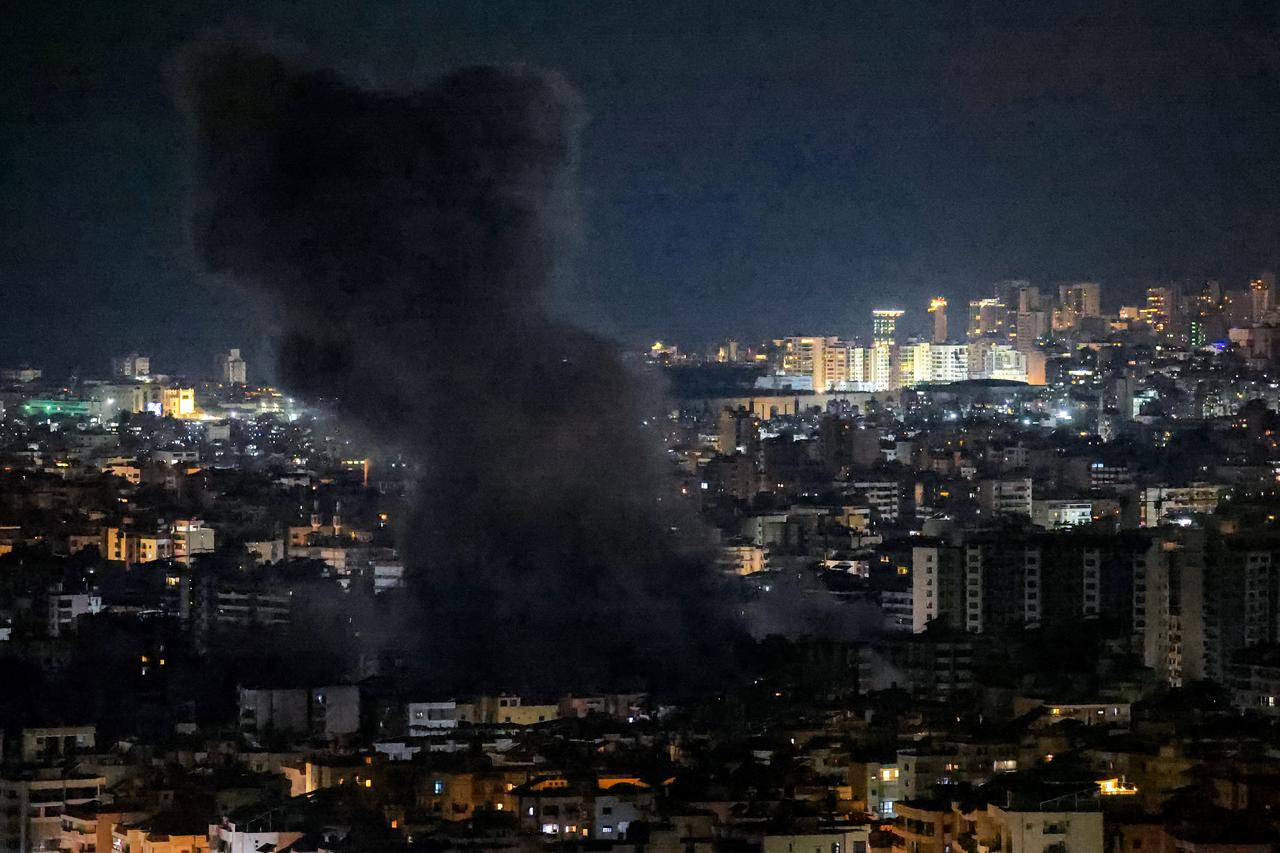 A smoke cloud rises from the site of an Israeli airstrike on Beirut’s southern suburbs on June 5, 2025. (AFP Photo)