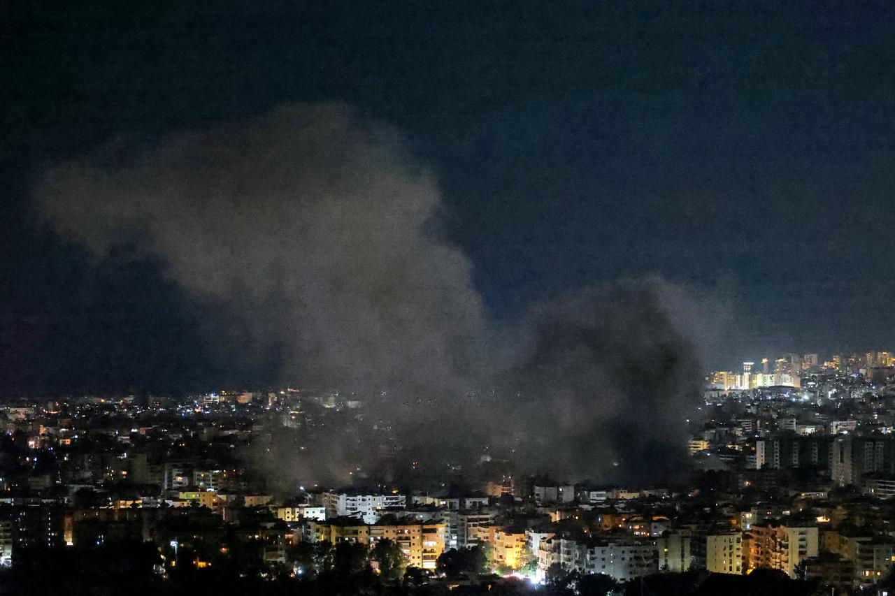 A smoke cloud rises from the site of an Israeli airstrike on Beirut’s southern suburbs on June 5, 2025. (AFP Photo)