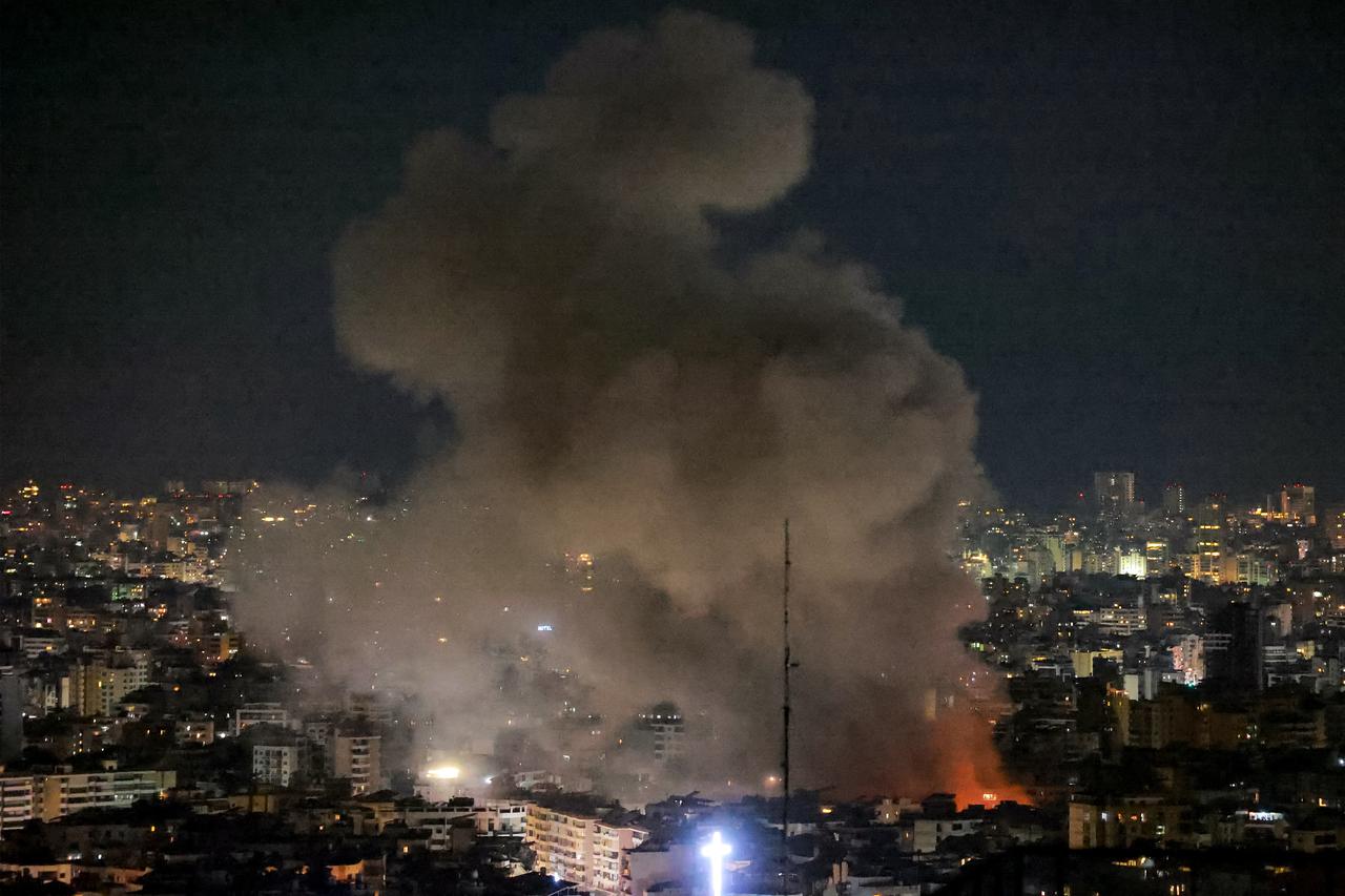 A smoke cloud rises from the site of an Israeli airstrike on Beirut’s southern suburbs on June 5, 2025. (AFP Photo)