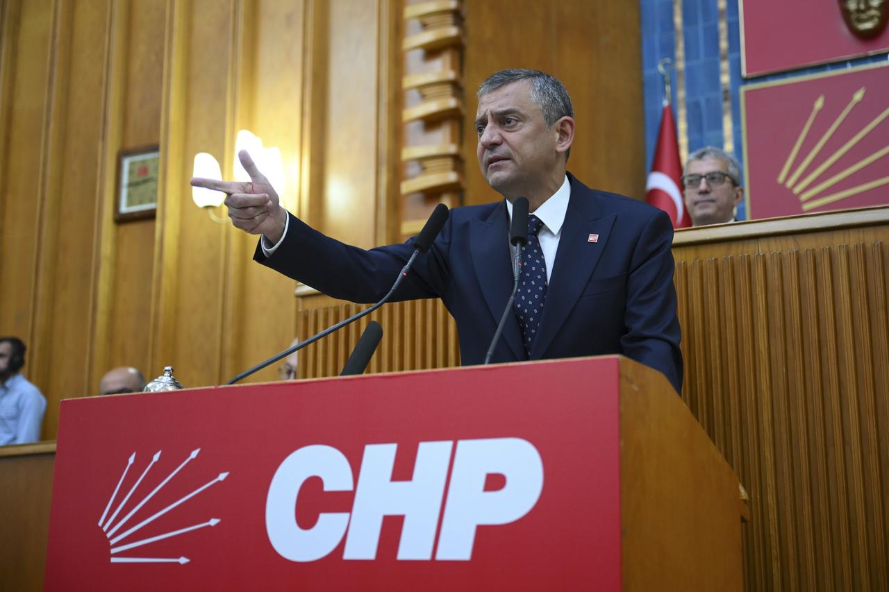 ANKARA, TURKIYE - JUNE 3: Leader of the Republican Peoples Party (CHP) Ozgur Ozel attends his partys group meeting at the Turkish Grand National Assembly in Ankara, Turkiye on June 3, 2025. ( Harun Özalp - Anadolu Agency )