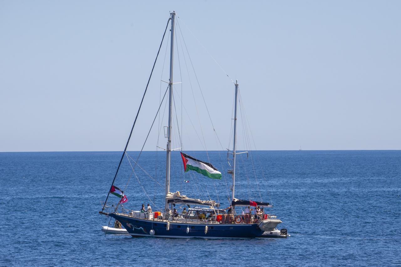 Freedom Flotilla Coalition gathers in Catania as sailboat Madleen prepares to depart from San Giovanni Li Cuti port to break Gaza blockade Catania, Italy, June 1, 2025. (AA Photo)