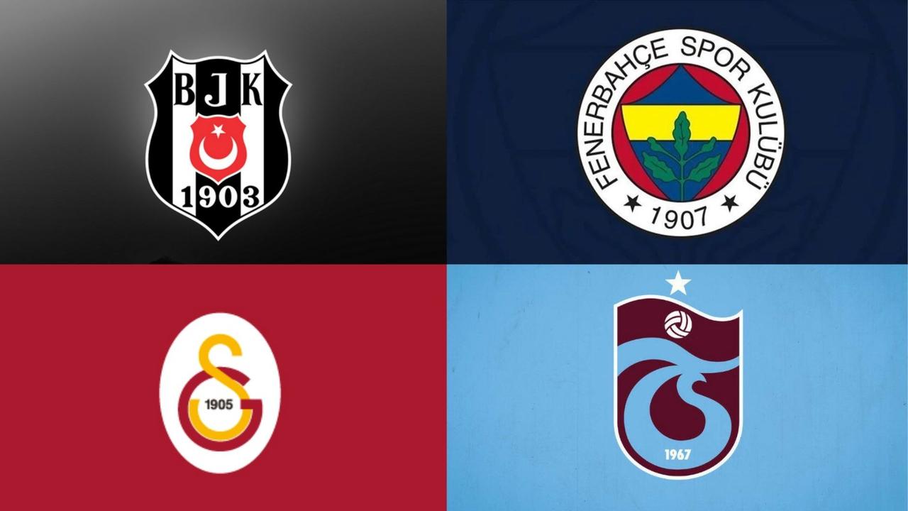 Collage of logos of Besiktas, Fenerbahce, Galatasaray, and Trabzonspor. (Türkiye Today / Created by Canva)
