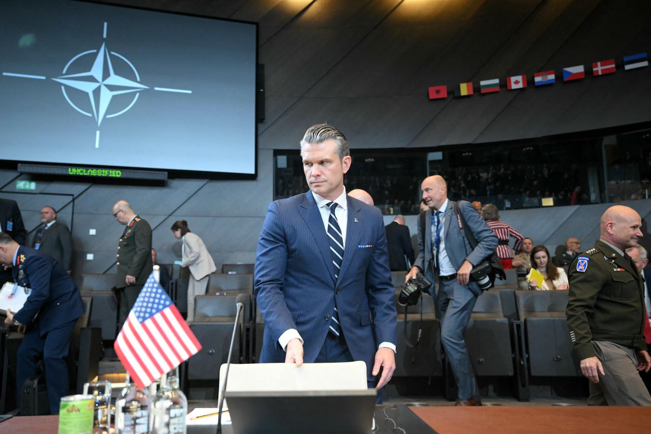 US Secretary of Defence Pete Hegseth arrives for a NATO Defence Ministers meeting at the NATO headquarters, in Brussels, on June 5, 2025. (AFP Photo)
