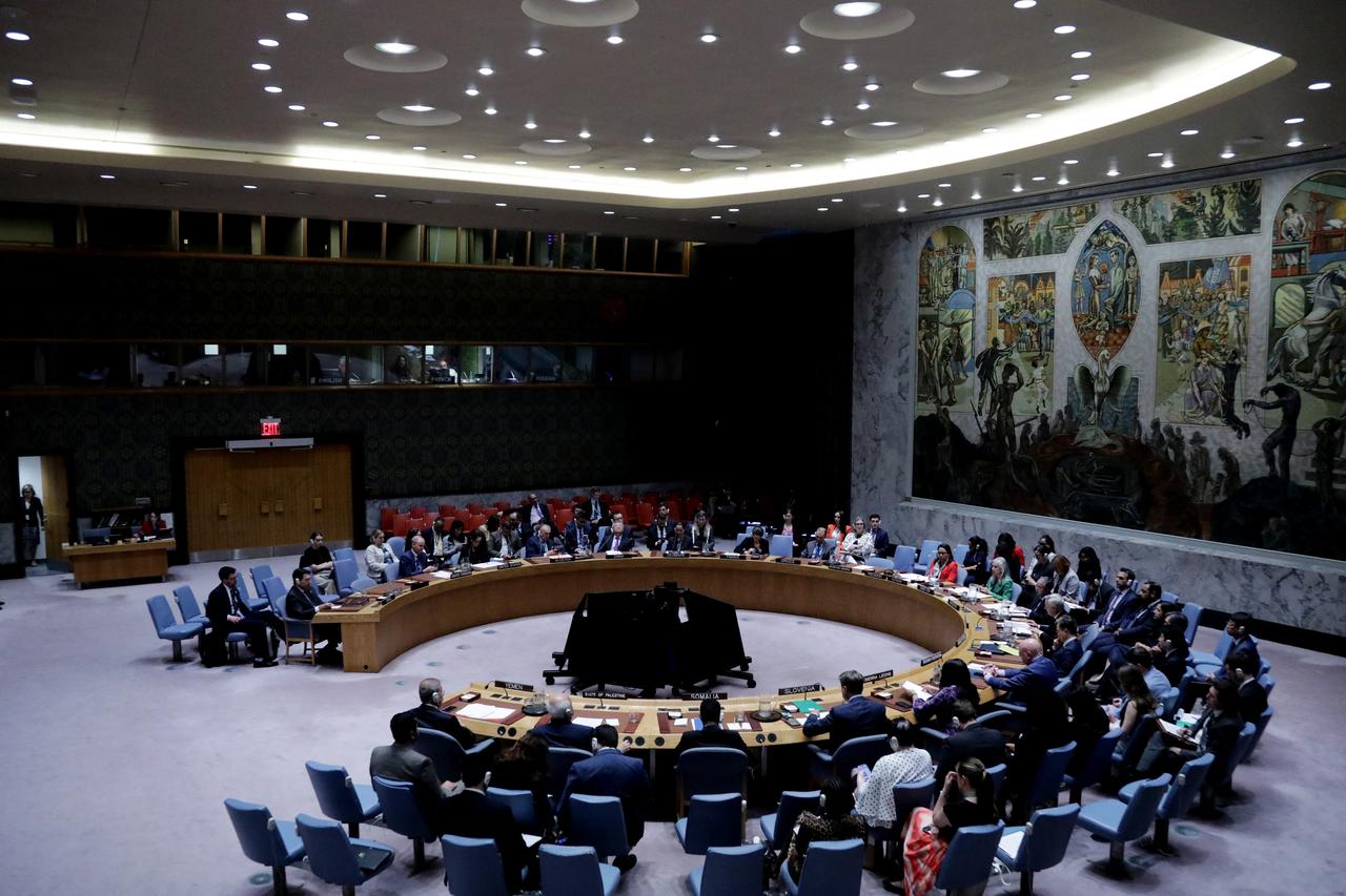 United Nations Security Council members vote on a resolution calling for a ceasefire and unrestricted humanitarian access in Gaza, at UN headquarters in New York City on June 4, 2025. (AFP Photo)