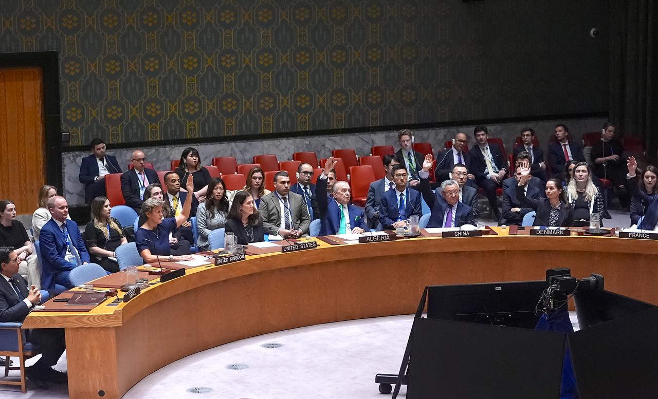 NEW YORK, UNITED STATES - JUNE 04: The United States again vetoes a U.N. Security Council resolution calling an  immediate, unconditional and permanent ceasefire  between Israel and Hamas on June 04, 2025, in New York City, United States. ( Selçuk Acar - Anadolu Agency )