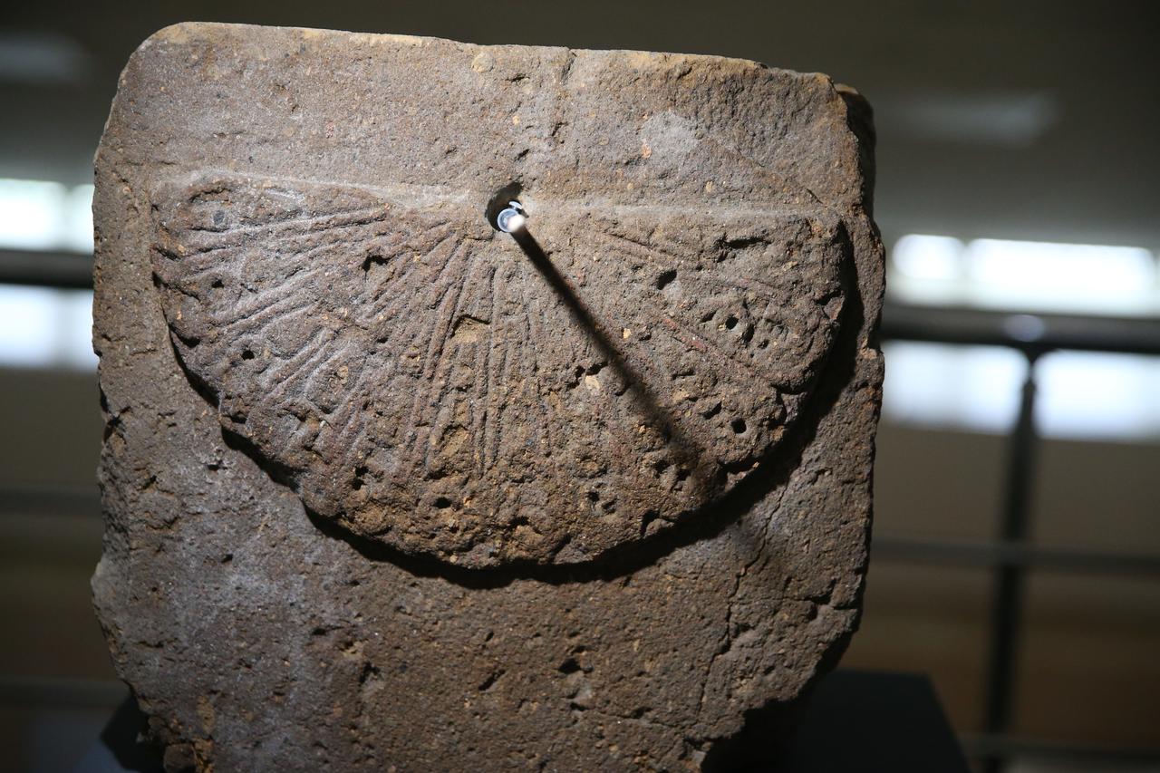 The approximately 1,000-year-old sundial unearthed during excavations at the Ani Ruins — a UNESCO World Heritage Site in Kars, Türkiye — has been opened to local and international visitors, June 6, 2025. (AA Photo)