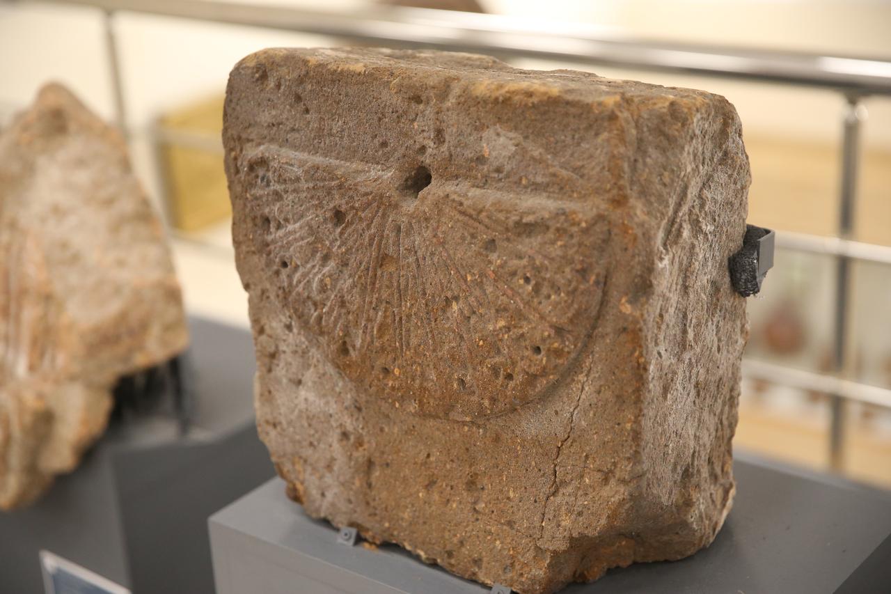 The approximately 1,000-year-old sundial unearthed during excavations at the Ani Ruins — a UNESCO World Heritage Site in Kars, Türkiye — has been opened to local and international visitors, June 6, 2025. (AA Photo)