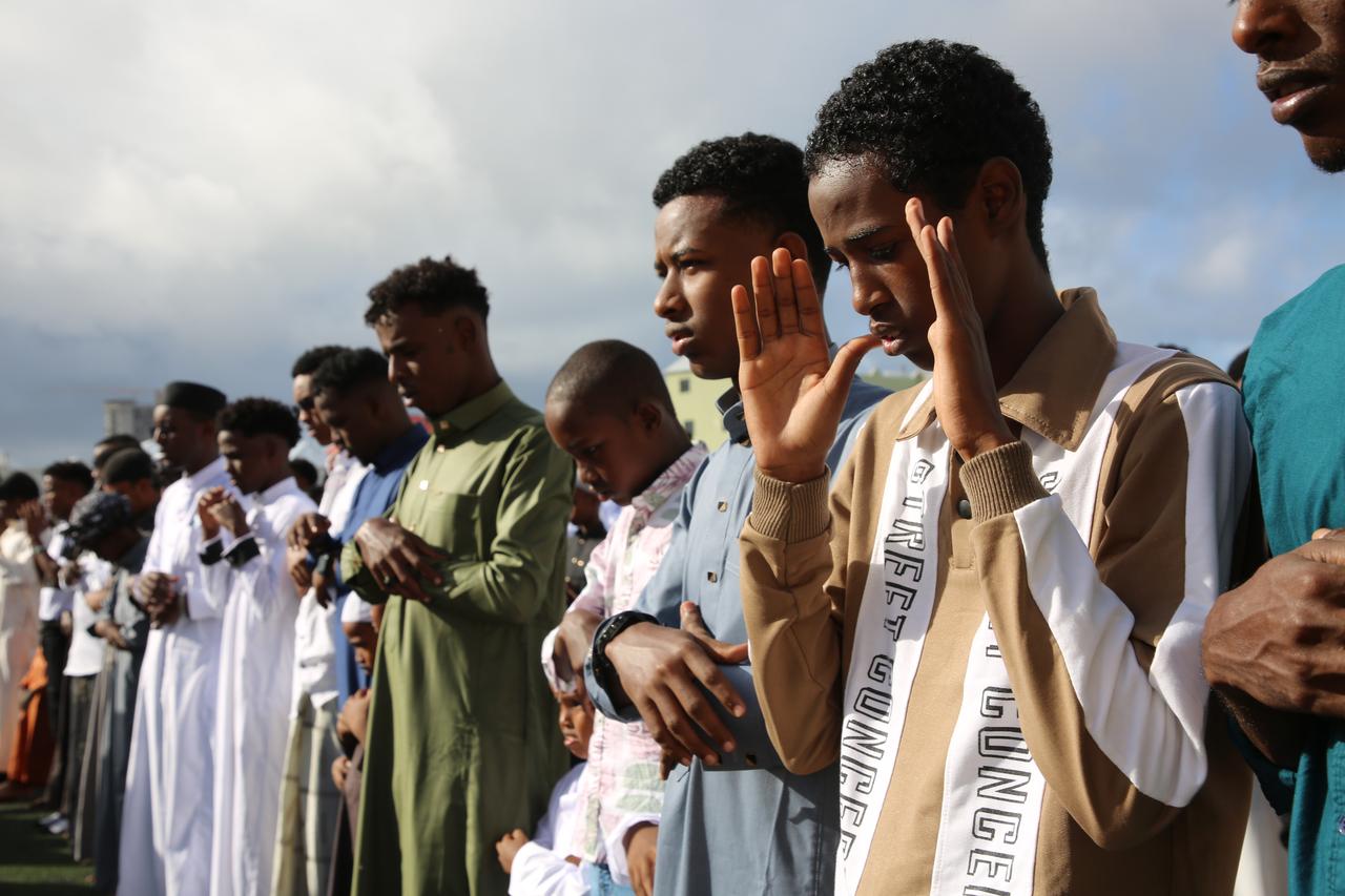 Muslims perform Eid al-Adha prayer at Mogadishu Stadium in Mogadishu, Somalia June 6, 2025. (AA Photo)