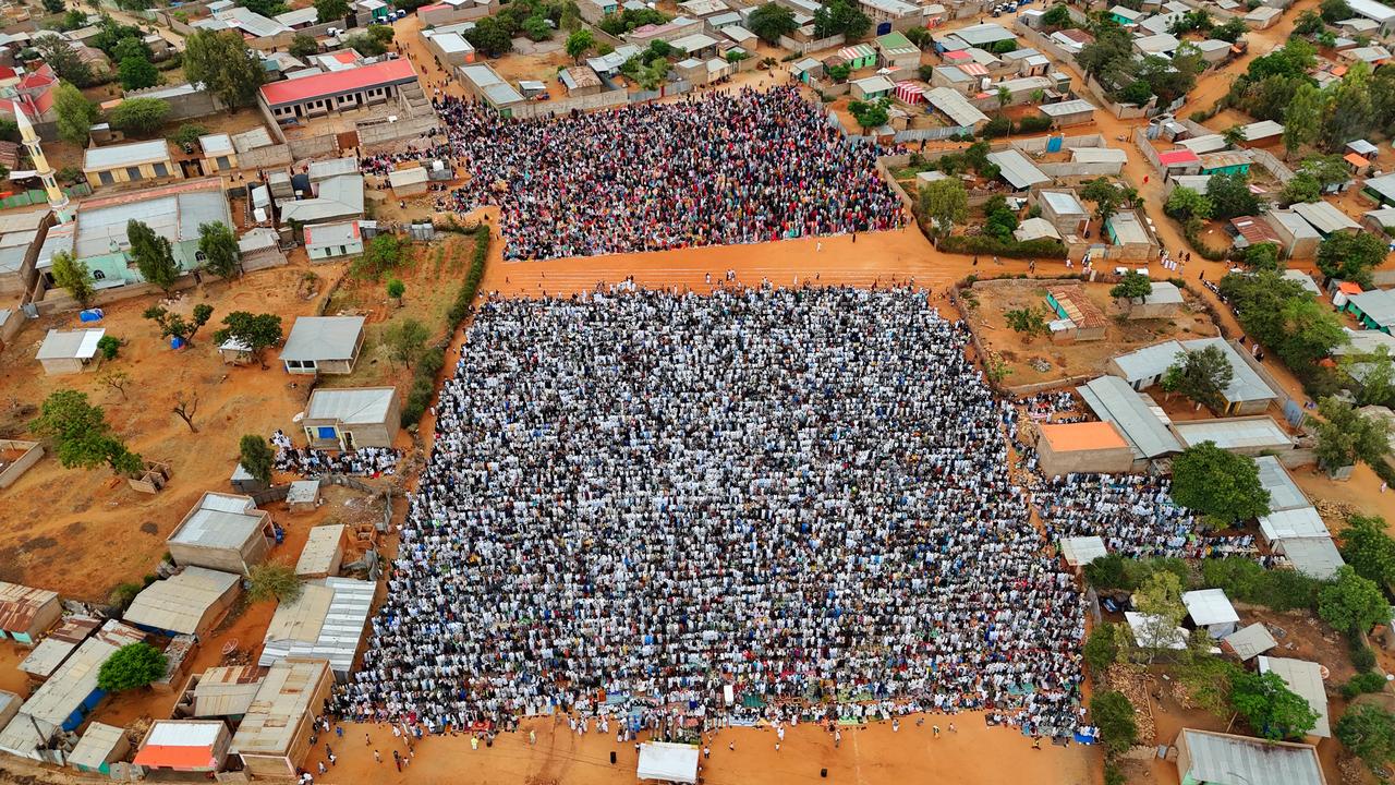 Muslims gather to perform Eid al-Adha prayer at the field in Babile region of Harar City, Ethiopia, June 6, 2025. (AA Photo)