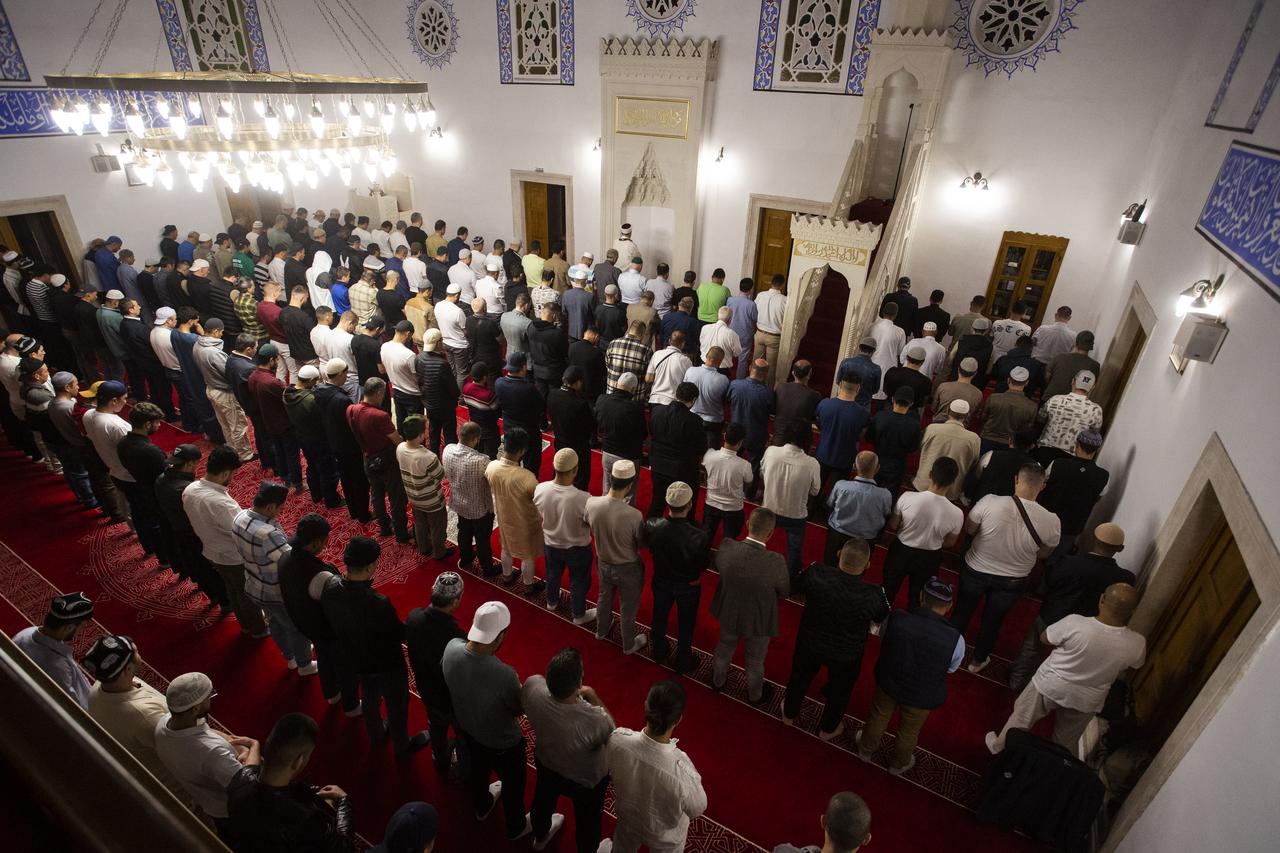 Muslims perform Eid al-Adha prayer at the Banya Bashi Mosque, in Sofia, Bulgaria, June 6, 2025. (AA Photo)