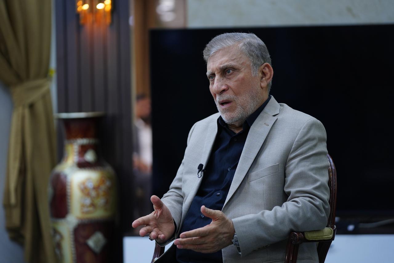 Iraqi politician Izzat al-Shabandar speaking to the Anadolu Agency reporter in Baghdad on 6 June, 2025. (AA Photo)