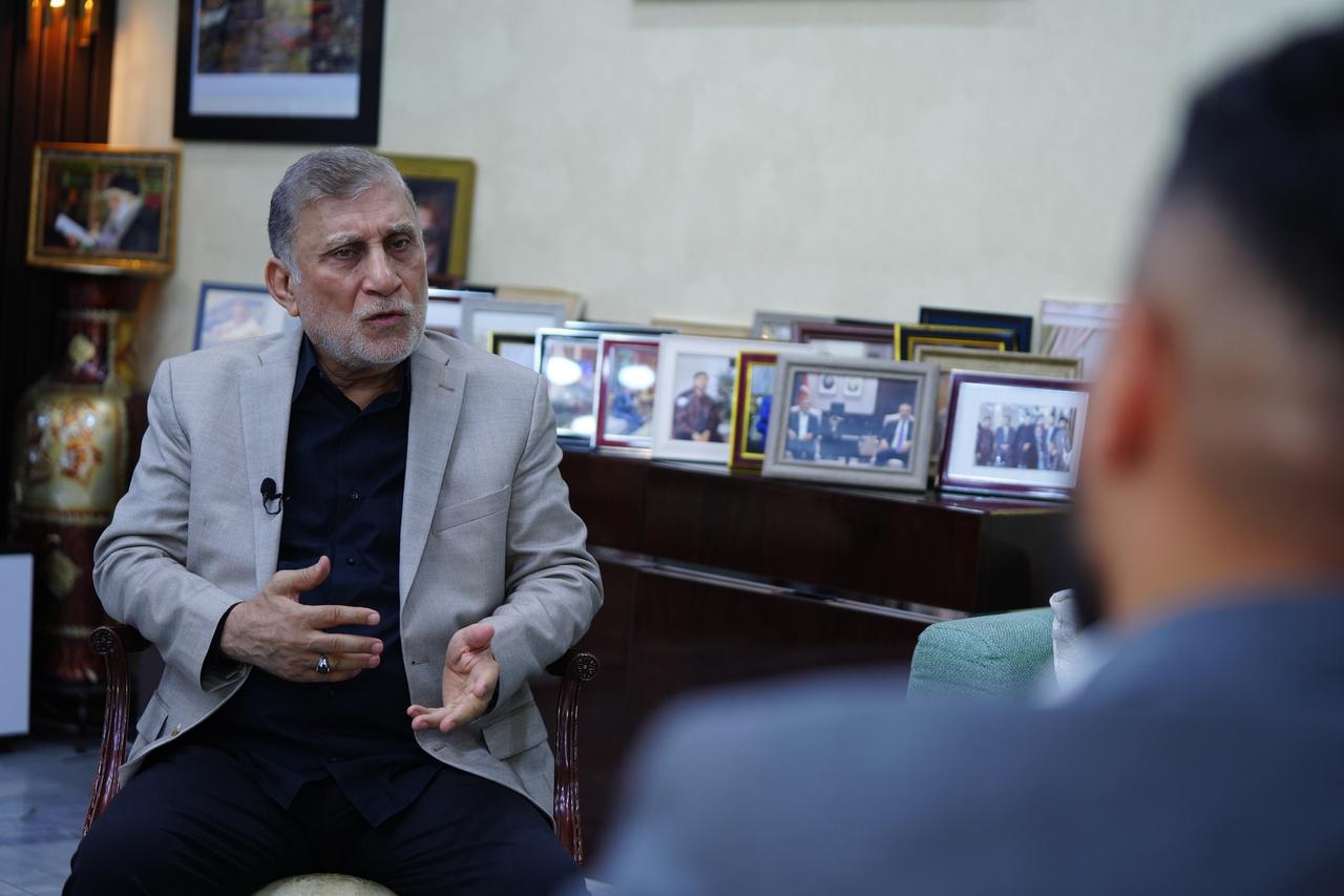 Iraqi politician Izzat al-Shabandar speaking to the Anadolu Agency reporter in Baghdad on 6 June, 2025. (AA Photo)