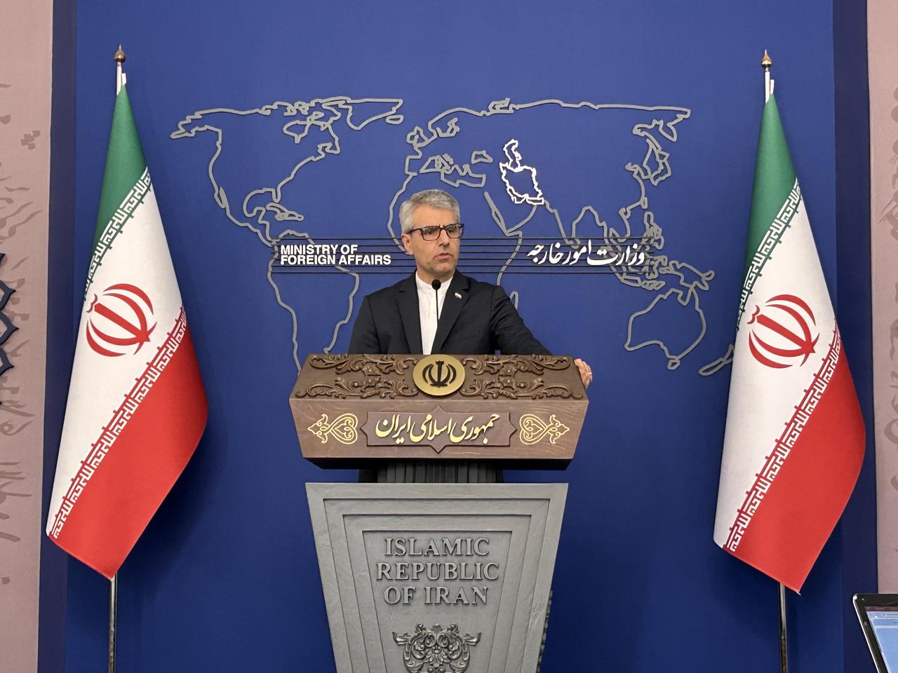 TEHRAN, IRAN - MAY 26: Iranian foreign ministry spokesperson Esmaeil Baghaee speaks to press about negotiations with the US in Tehran, Iran on May 26, 2025. Baghaee said that no interim agreement is on the agenda in the negotiations with the US. ( Ahmet Dursun - Anadolu Agency )