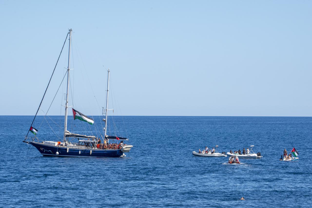 The humanitarian organization Freedom Flotilla Coalition is in Catania from where the ship Madleen will depart on its mission to break the siege on Gaza in Catania, Italy on June 01, 2025. (AA Photo)