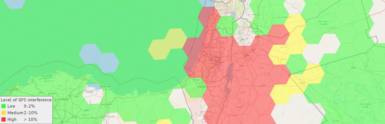 GPS interference on 4 June, 2025 in the area. (via GPSJAM)