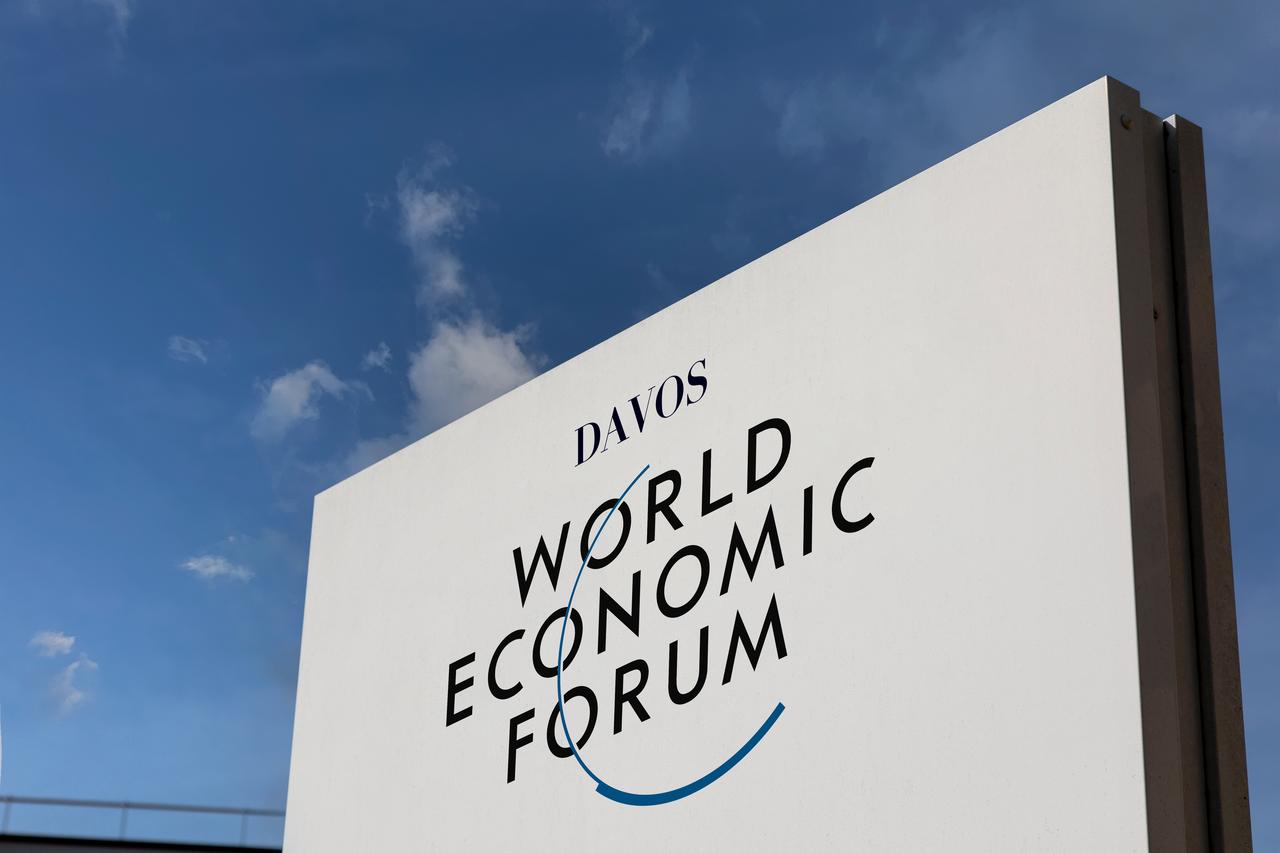 A signboard for the World Economic Forum stands in Davos, Switzerland, accessed on June 8, 2025. (Adobe Stock Photo)